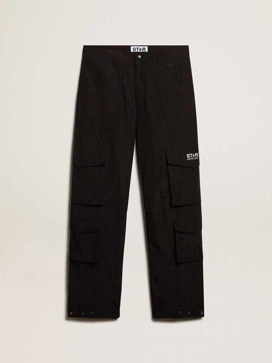 zwarte cargobroek van ripstop nylon