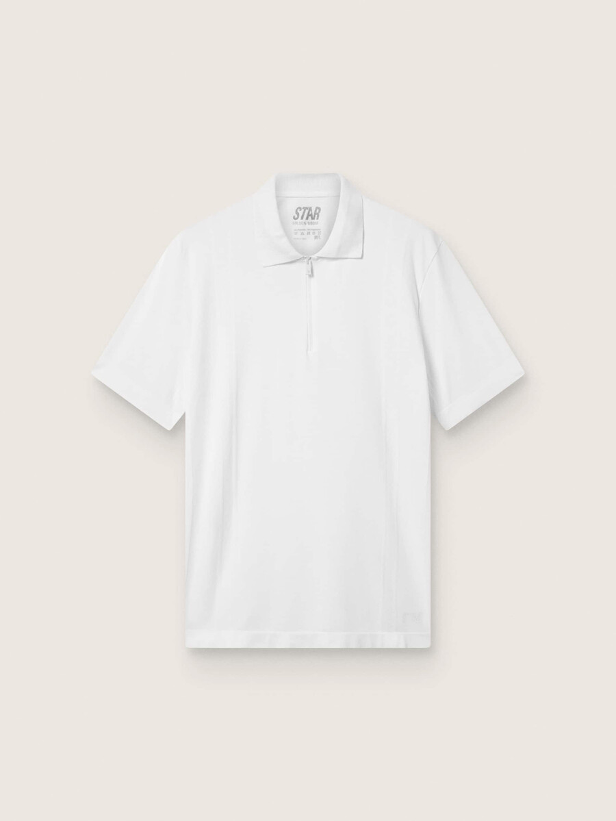wit sportief poloshirt met rits voor heren