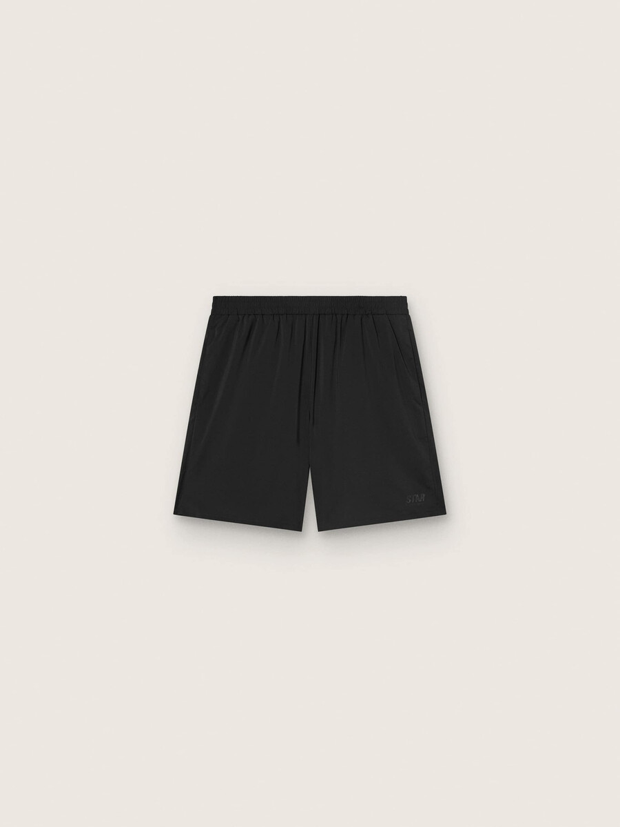 zwarte dubbellaagse sportshorts voor heren