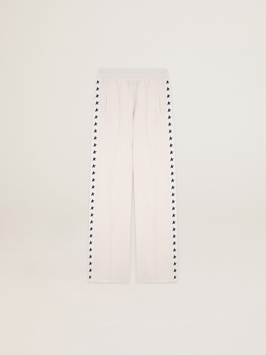 witte joggingbroek voor dames met sterren aan de zijkanten
