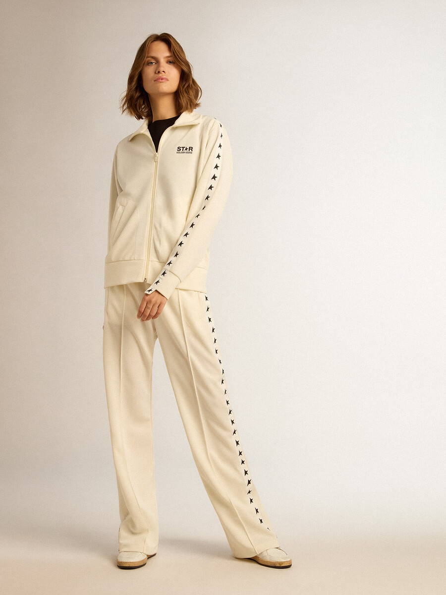 witte joggingbroek voor dames met sterren aan de zijkanten