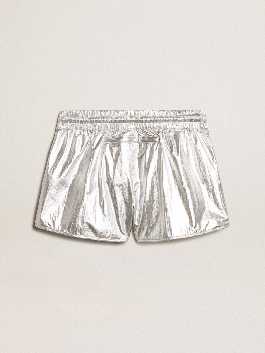 hardloopshorts voor dames van zilverkleurige stof