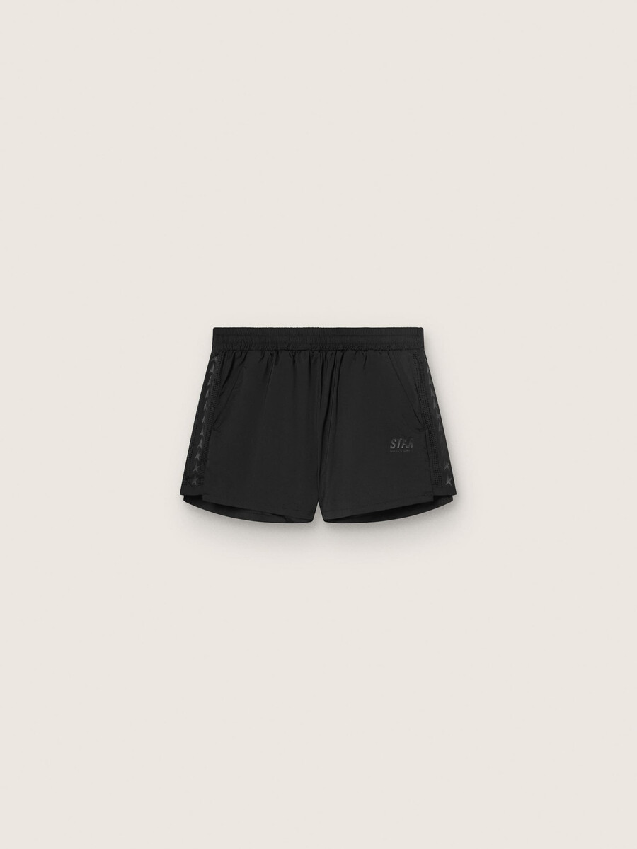 zwarte dubbellaagse sportshorts voor dames