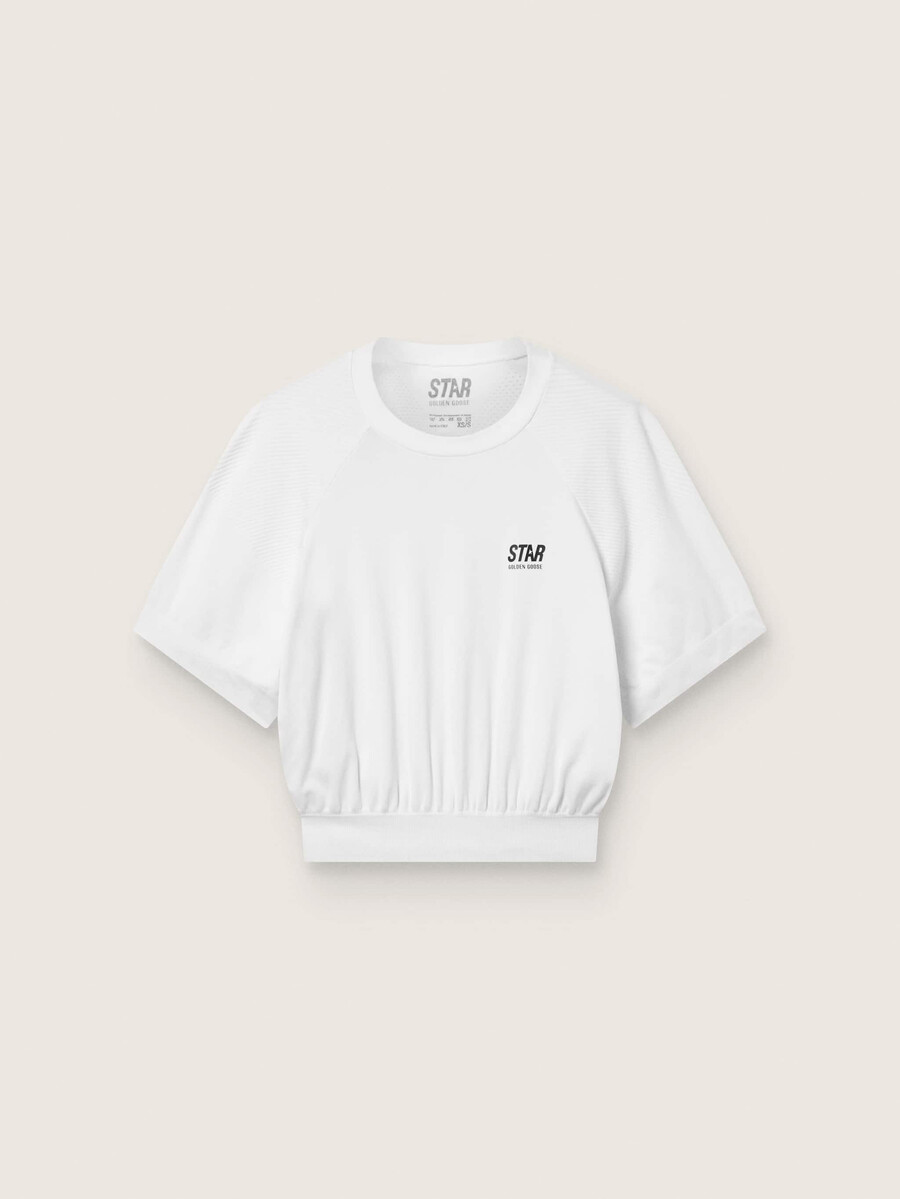wit cropped sport-t-shirt voor dames