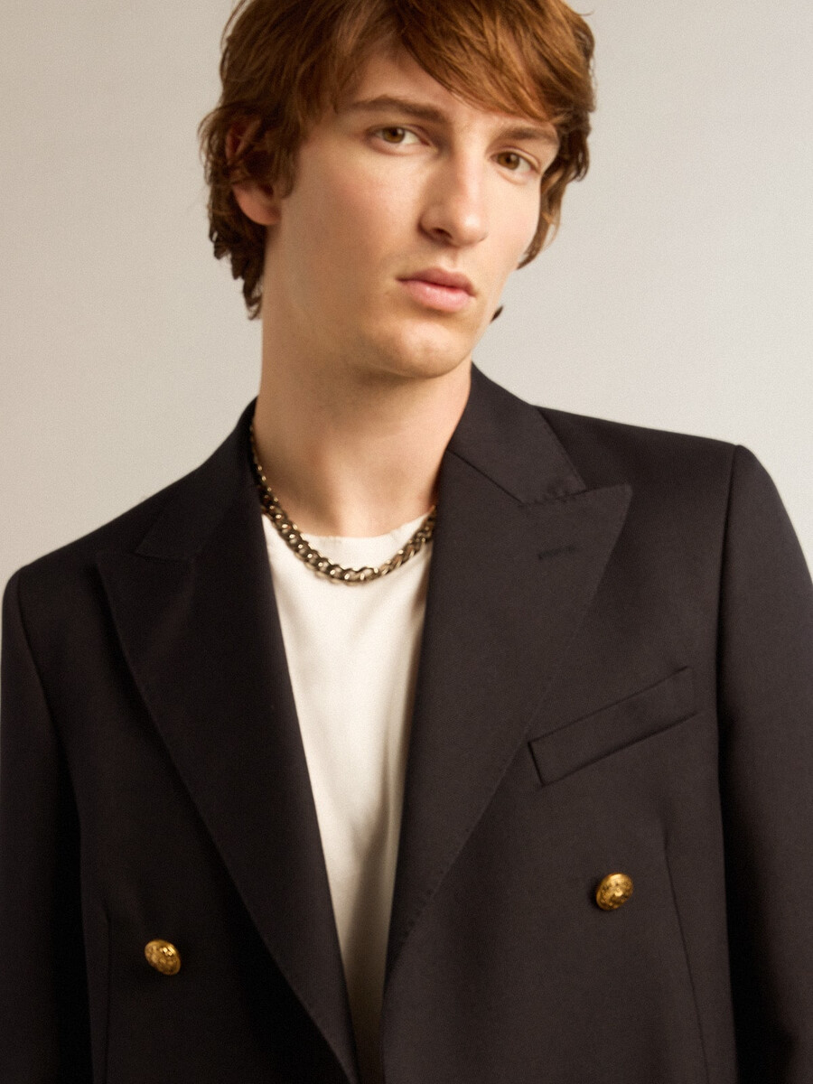 dubbelknoops herenblazer in donkerblauw