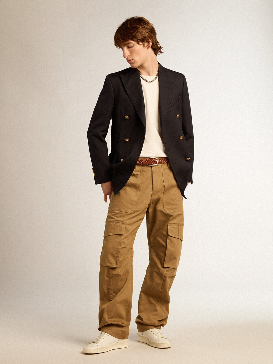 dubbelknoops herenblazer in donkerblauw