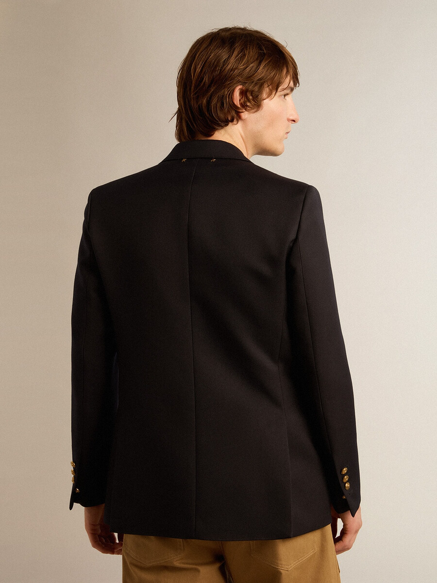 dubbelknoops herenblazer in donkerblauw