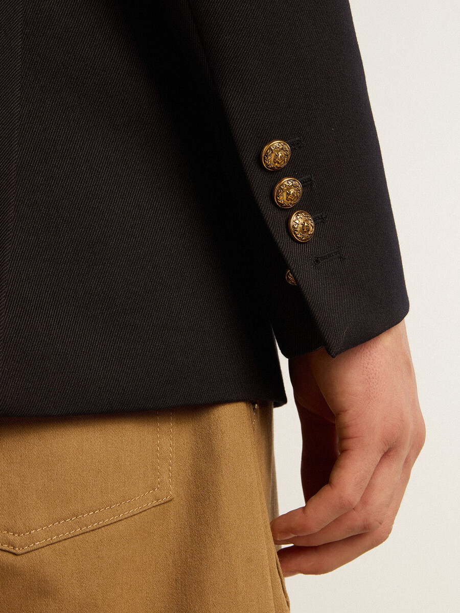 dubbelknoops herenblazer in donkerblauw