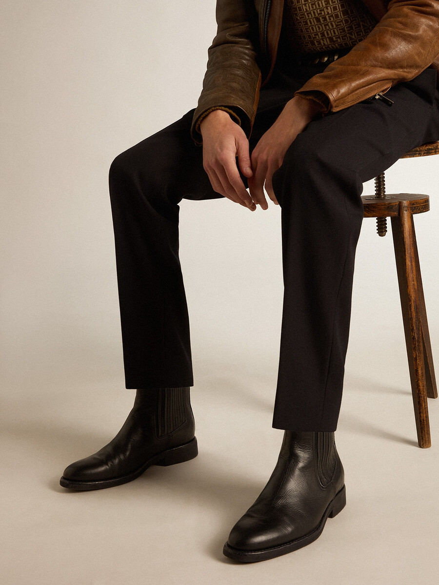 chelsea boots voor heren in zwart leer