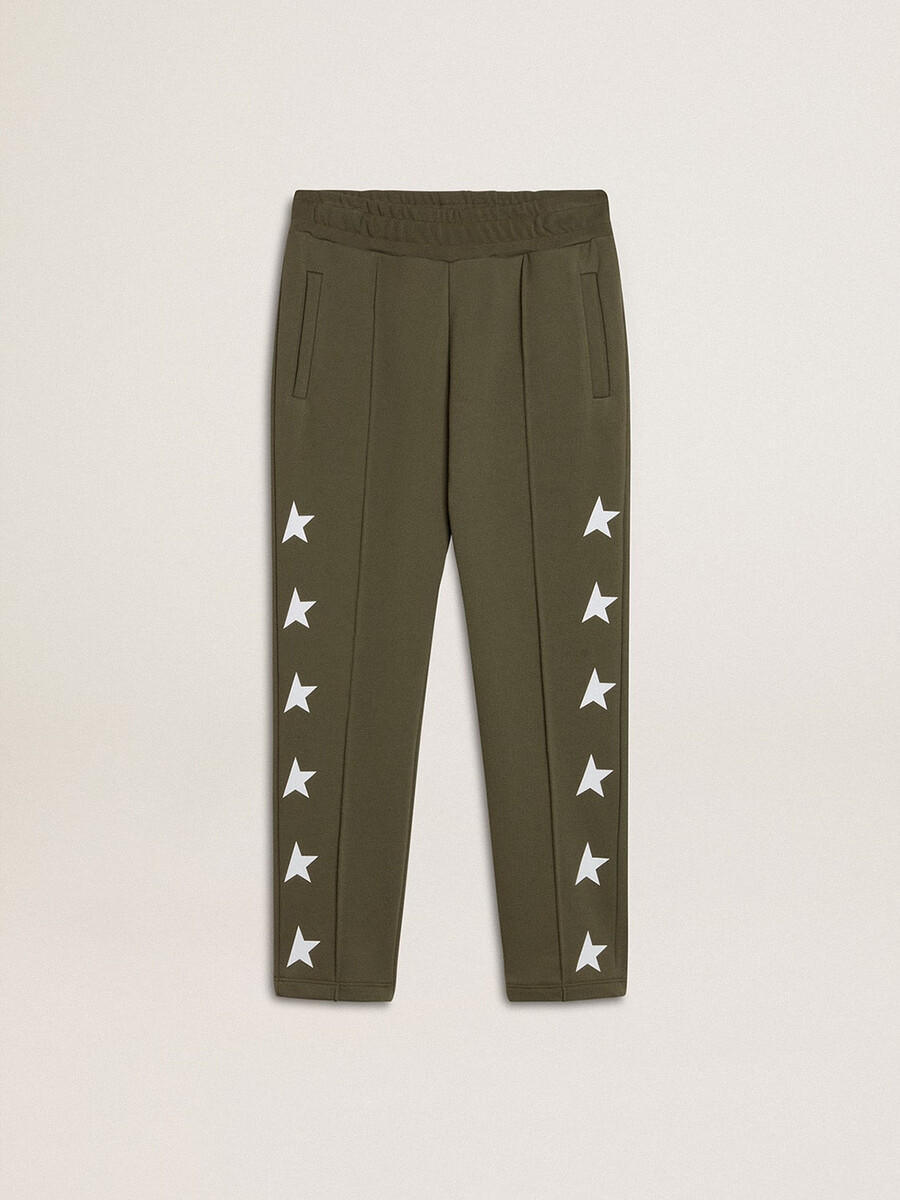 militaire groene joggingbroek voor jongens met witte sterren