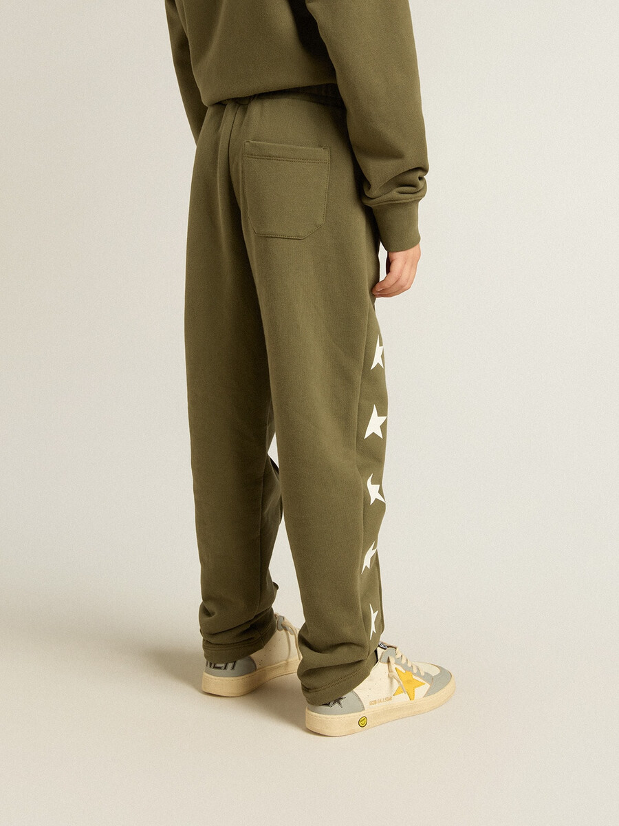 militaire groene joggingbroek voor jongens met witte sterren