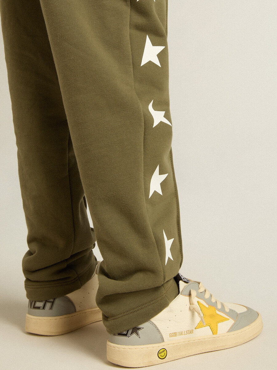 militaire groene joggingbroek voor jongens met witte sterren