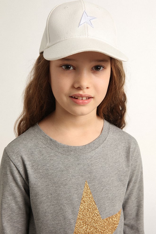 witte baseballpet voor kinderen met ster