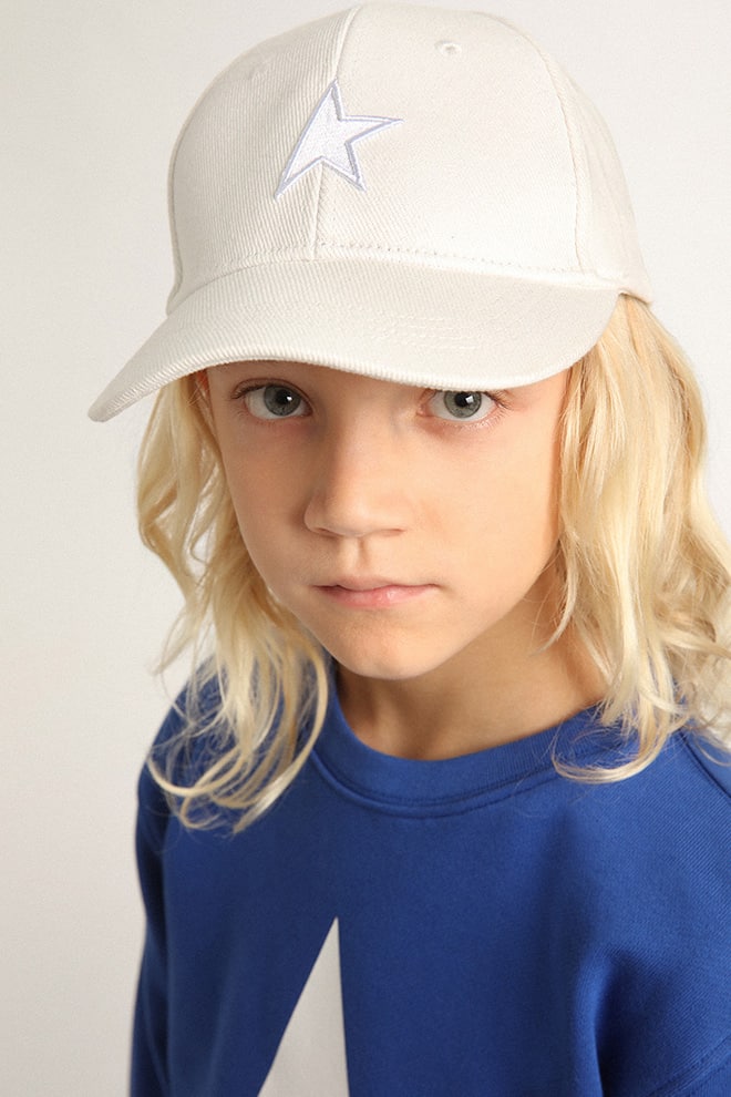 witte baseballpet voor kinderen met ster