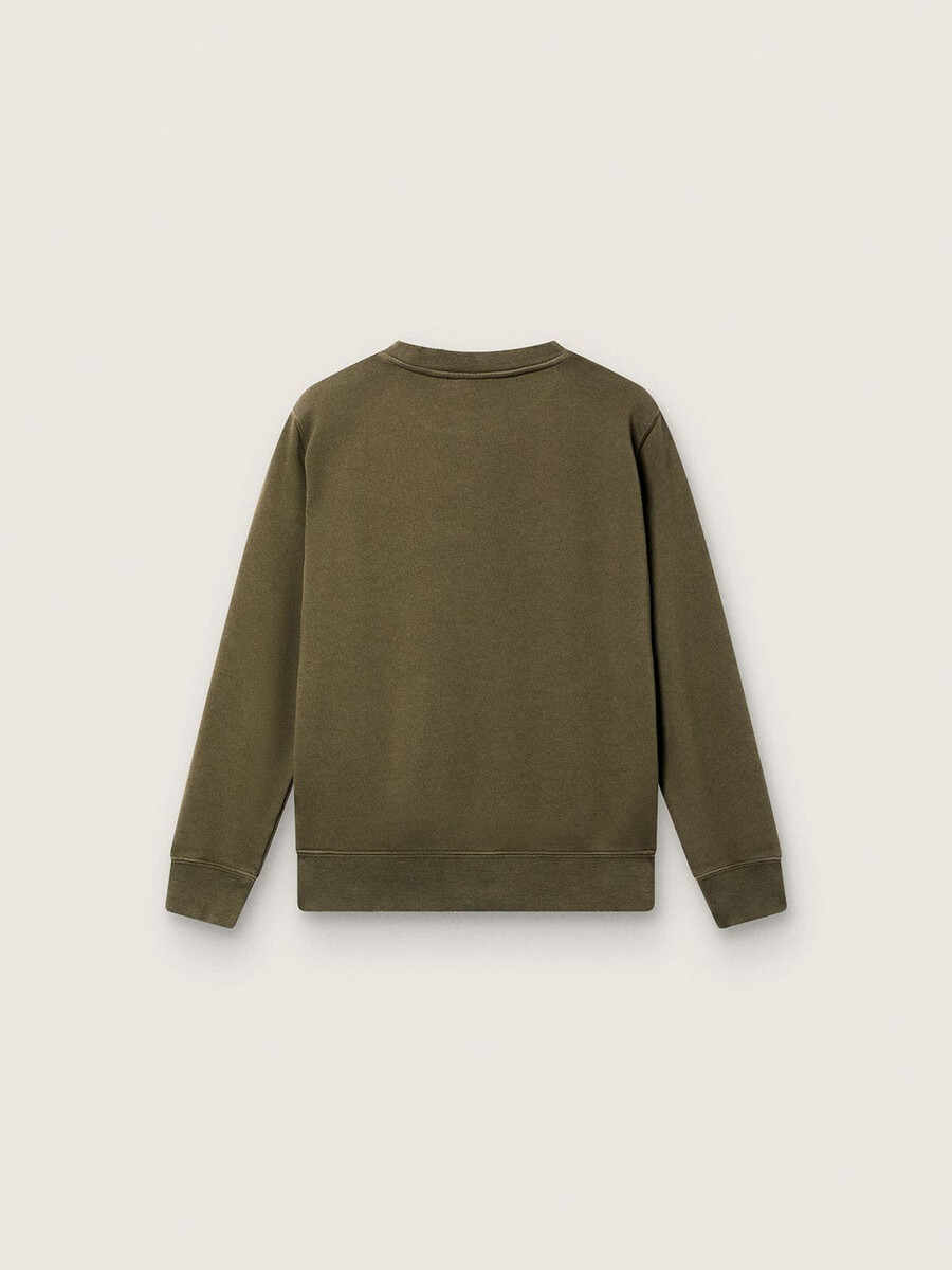 gouden unisex sweatshirt van legergroen katoen met omgekeerd logo.
