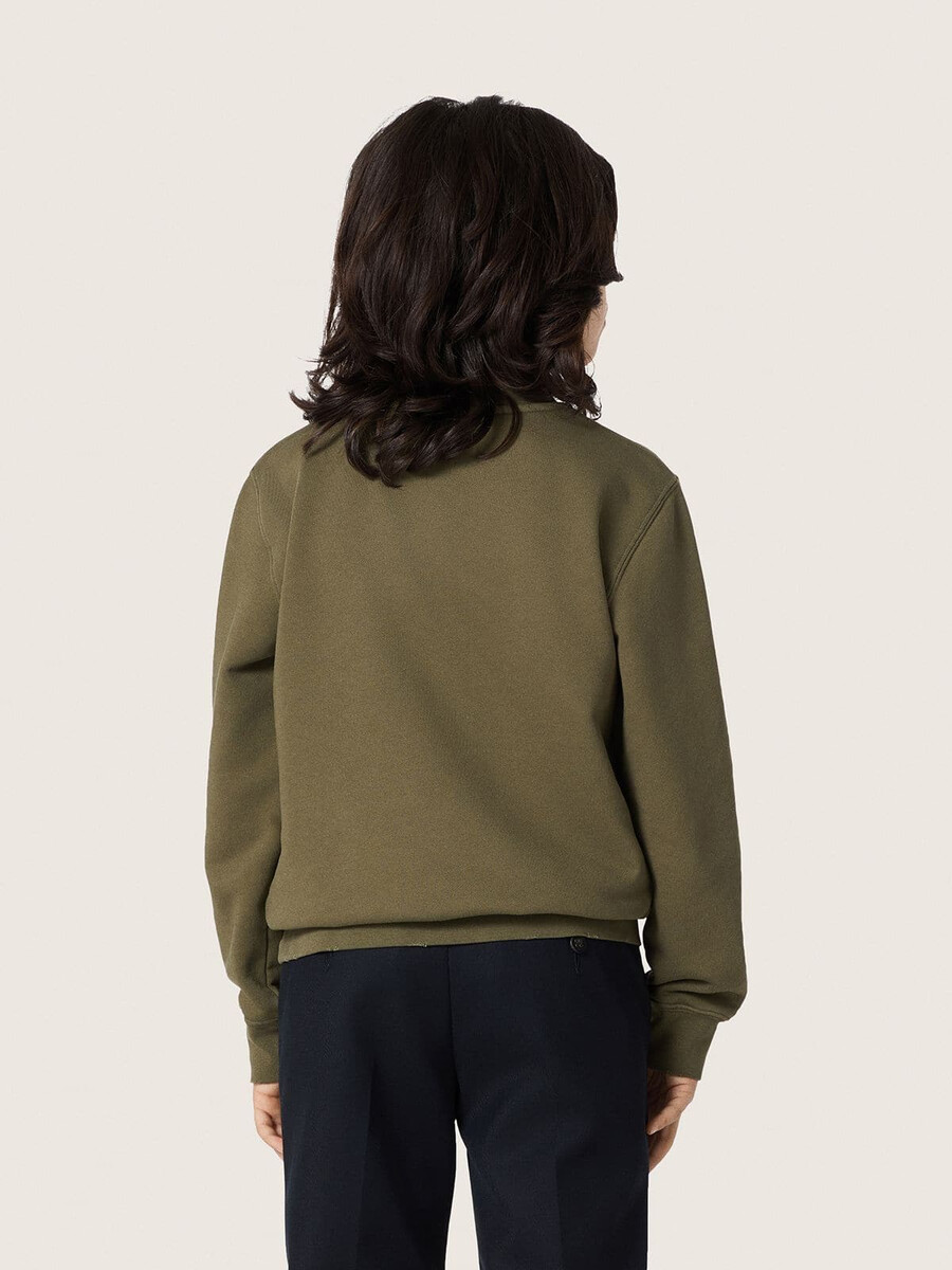 gouden unisex sweatshirt van legergroen katoen met omgekeerd logo.