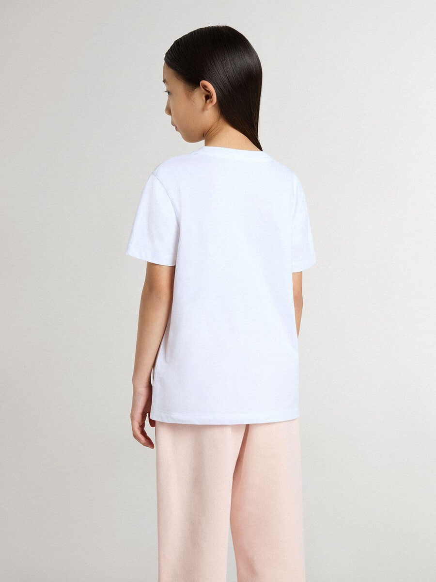 kinder t-shirt van wit katoen met zilverkleurige opdruk