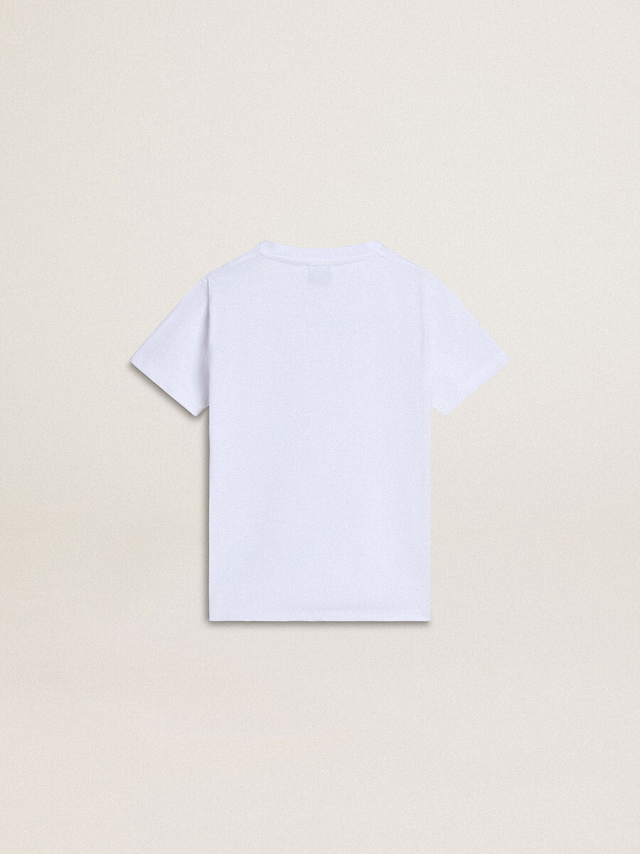 kinder t-shirt van wit katoen met zilverkleurige opdruk