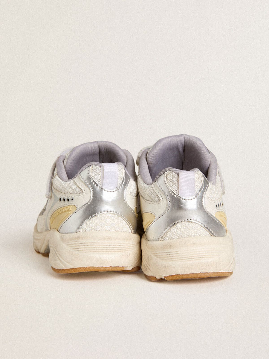 junior lightstar in wit leer en mesh met witte leren ster