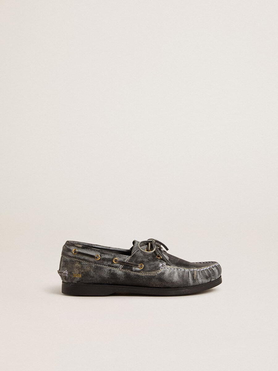 junior cruise loafer in zwart verweerd leer