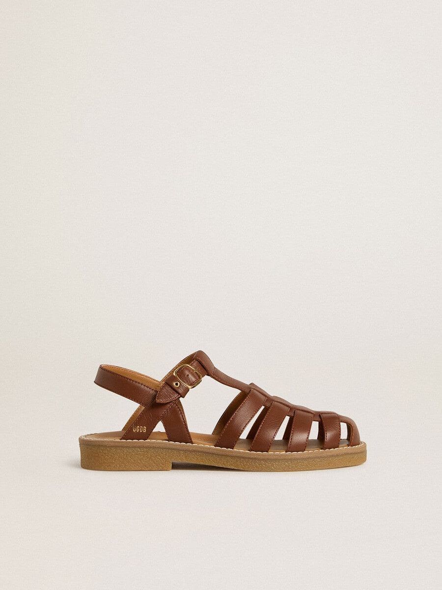 maxime young sandalen van bruin leer.
