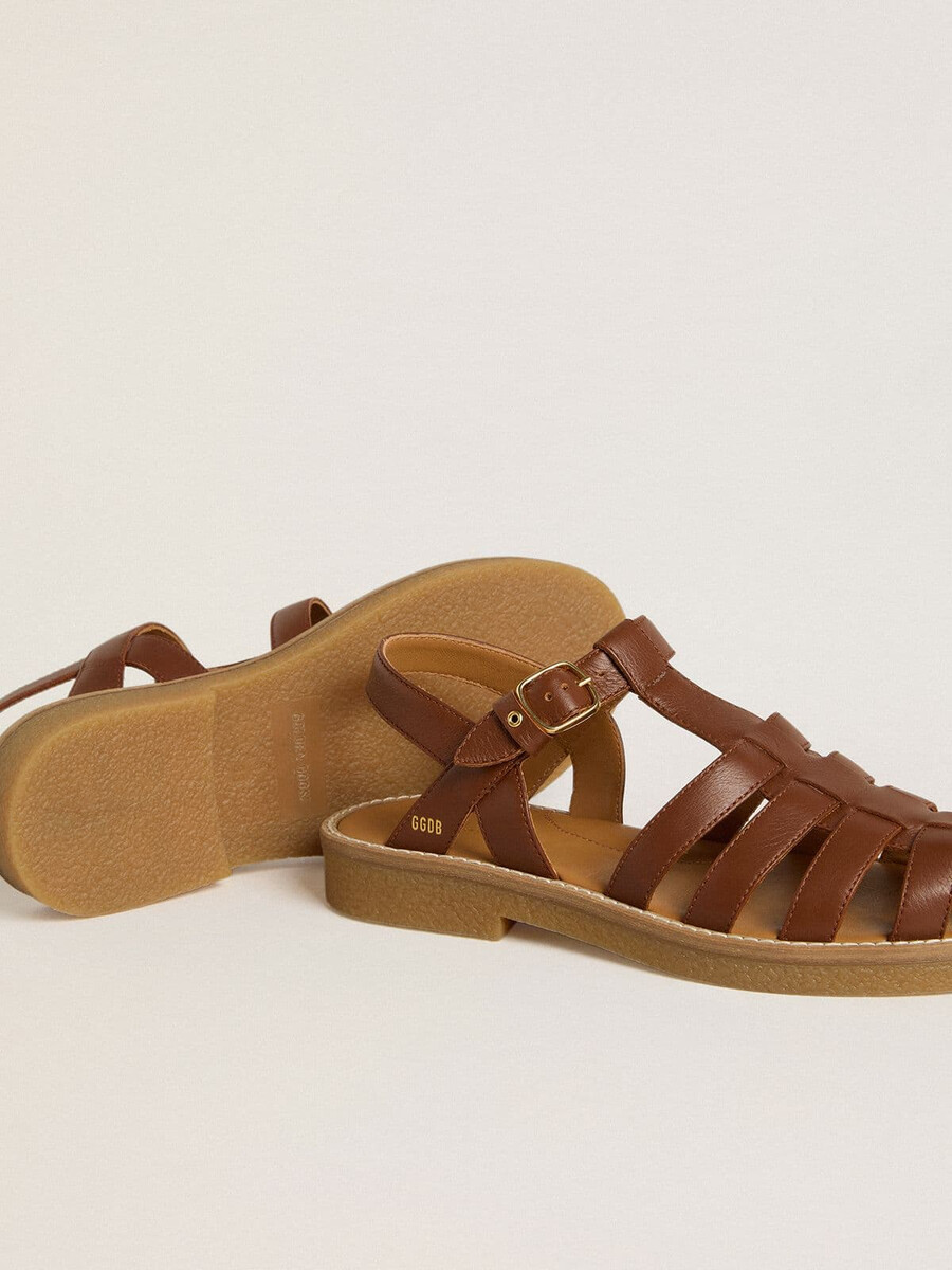 maxime young sandalen van bruin leer.