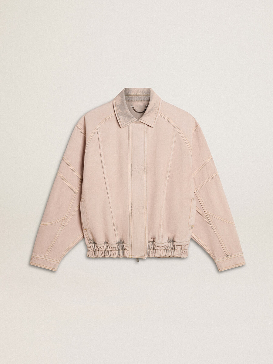 dames bomberjack van roze geverfd denim