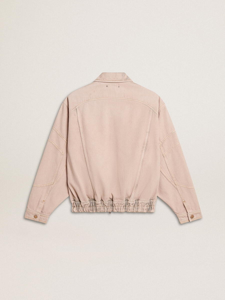 dames bomberjack van roze geverfd denim