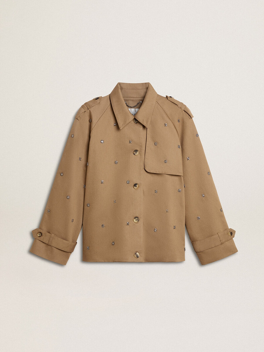 oversized trenchcoat voor dames met kristallen