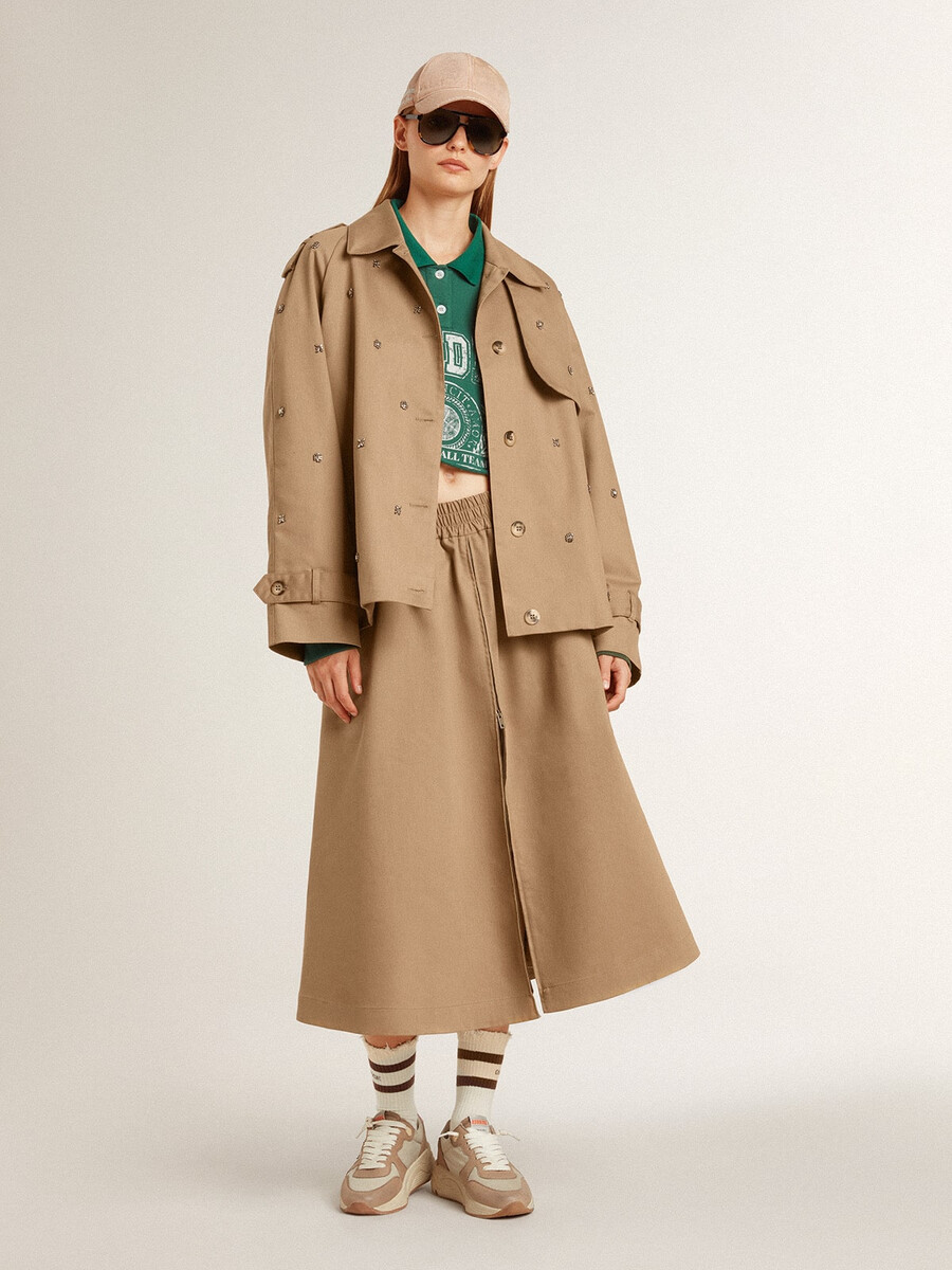 oversized trenchcoat voor dames met kristallen