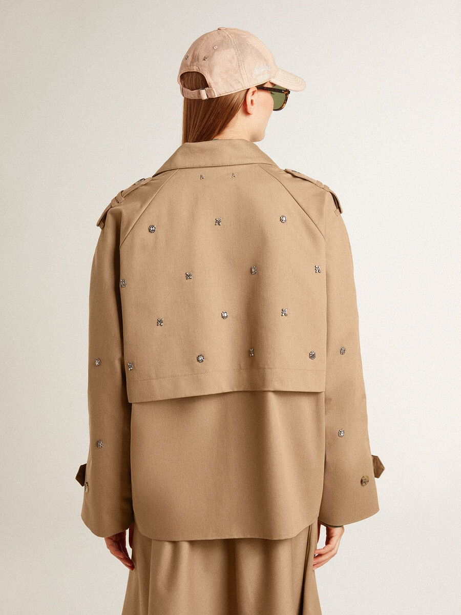 oversized trenchcoat voor dames met kristallen