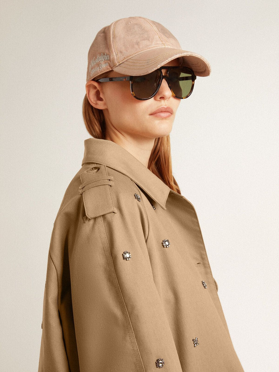 oversized trenchcoat voor dames met kristallen
