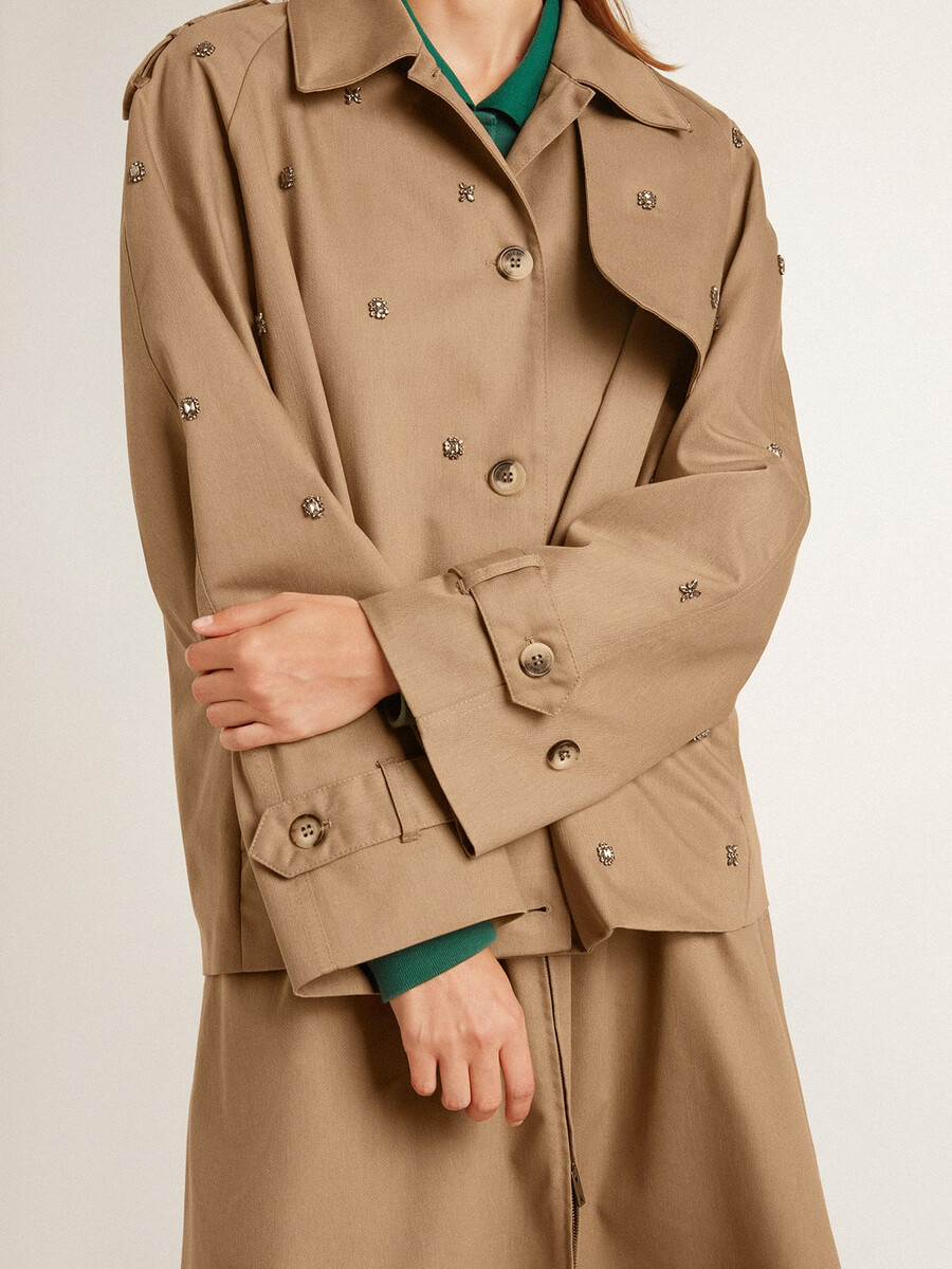 oversized trenchcoat voor dames met kristallen