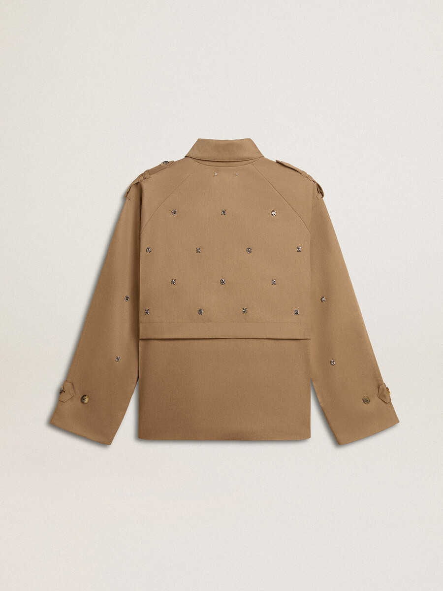 oversized trenchcoat voor dames met kristallen
