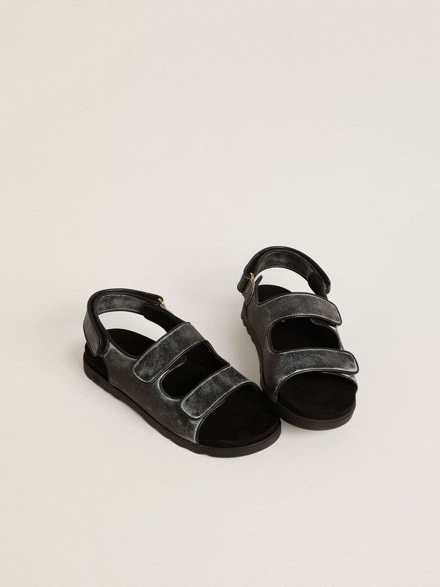 noa young sandalen van verweerd zwart leer
