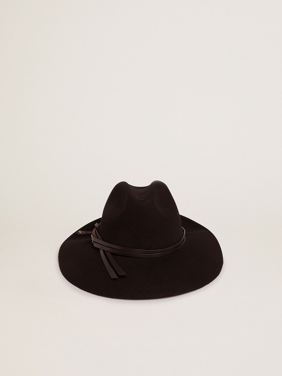 zwarte fedora hoed voor dames met bandje