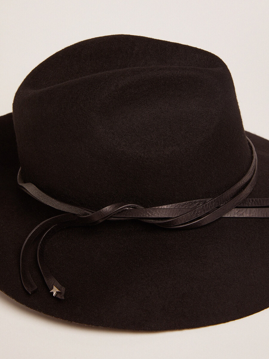zwarte fedora hoed voor dames met bandje