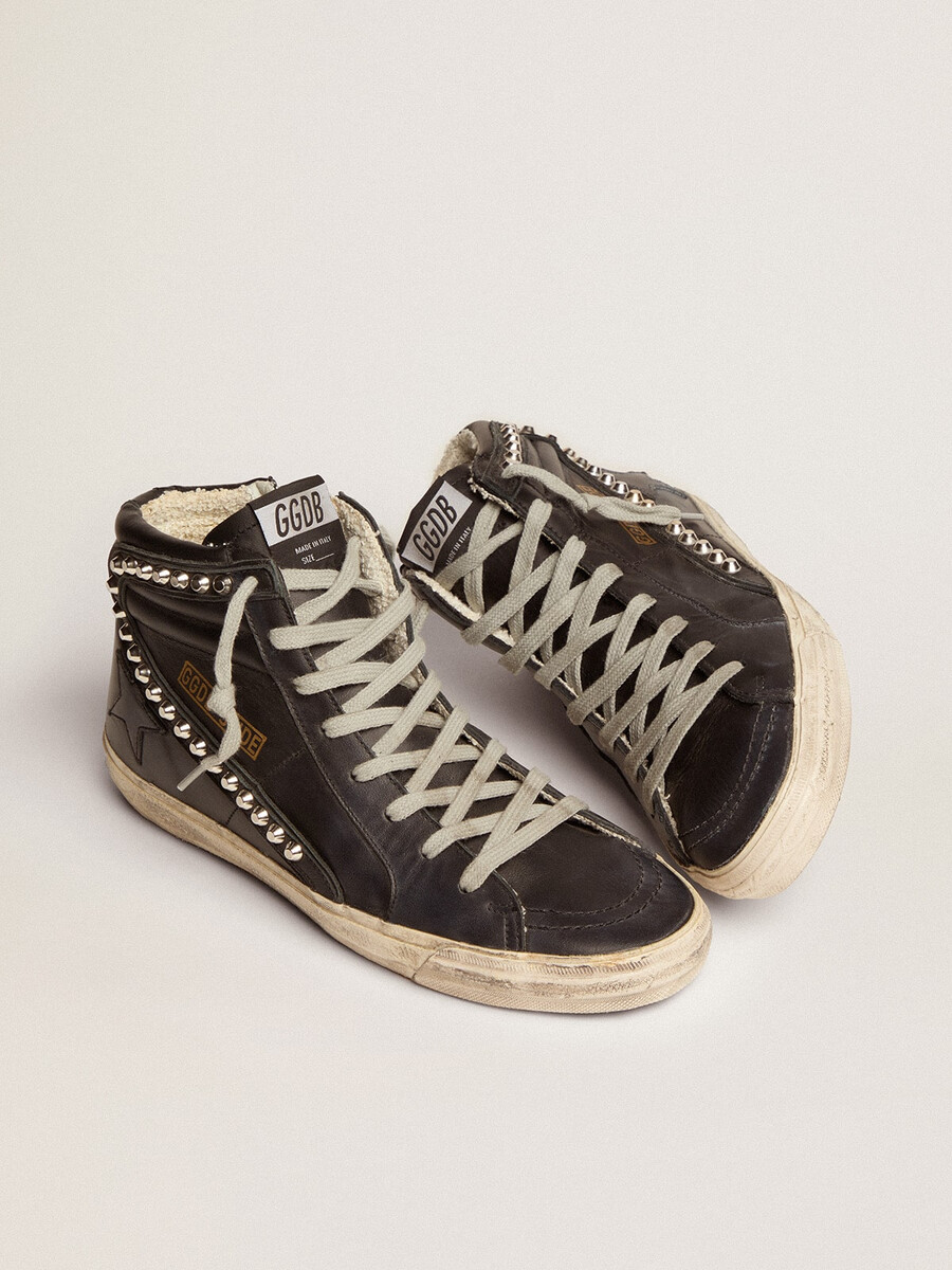 dames slide hoge sneakers met studs