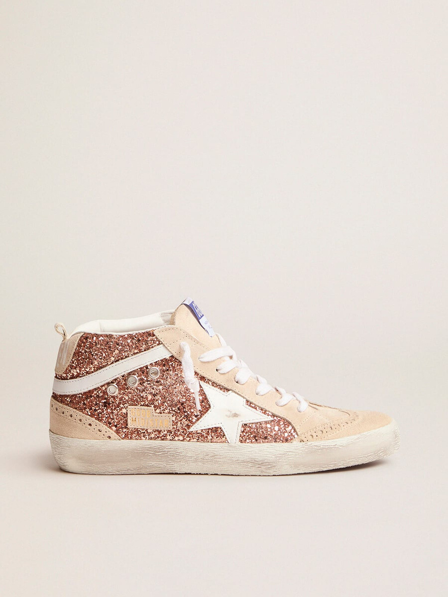 dames mid star met roze glitter