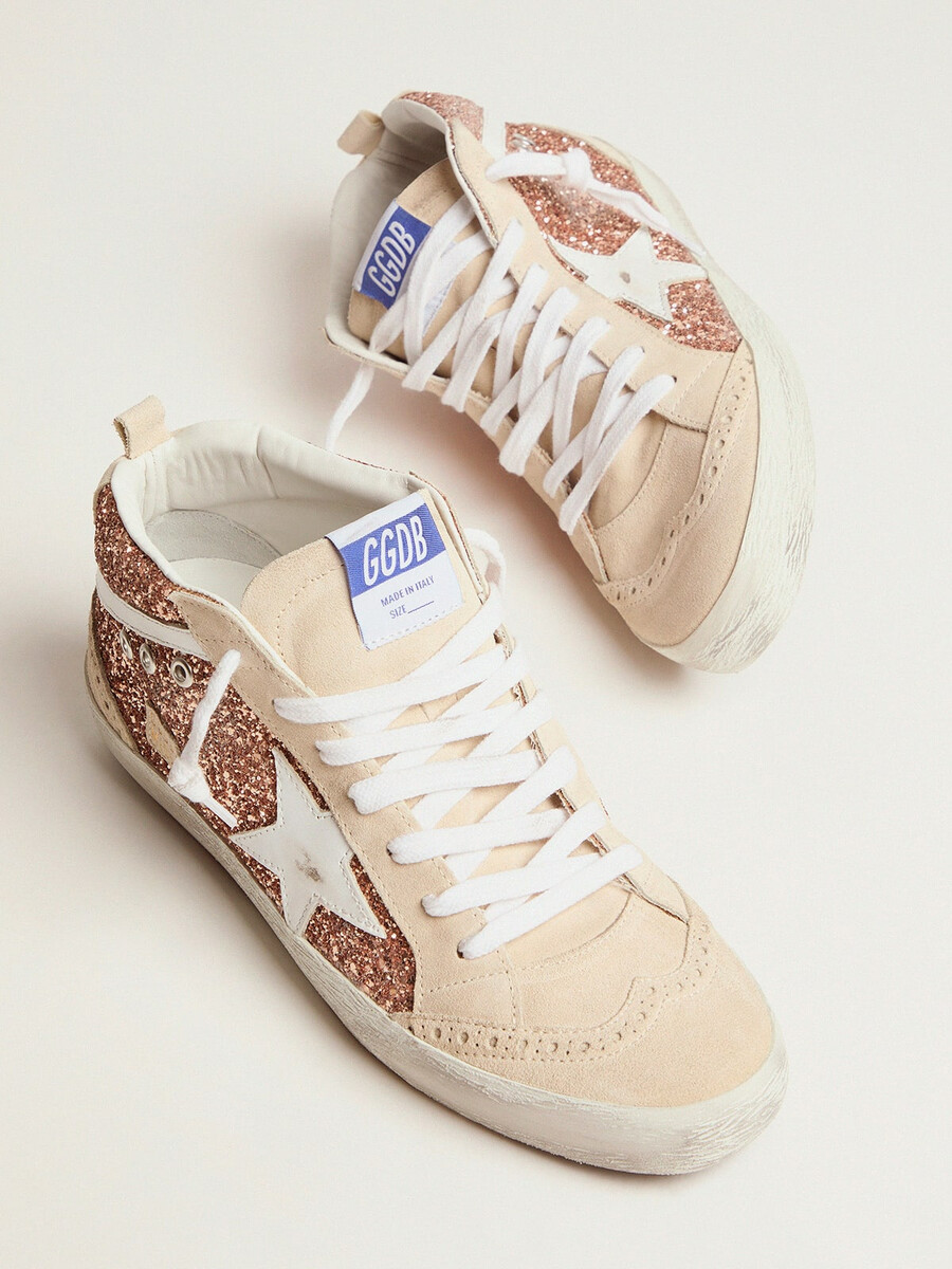 dames mid star met roze glitter