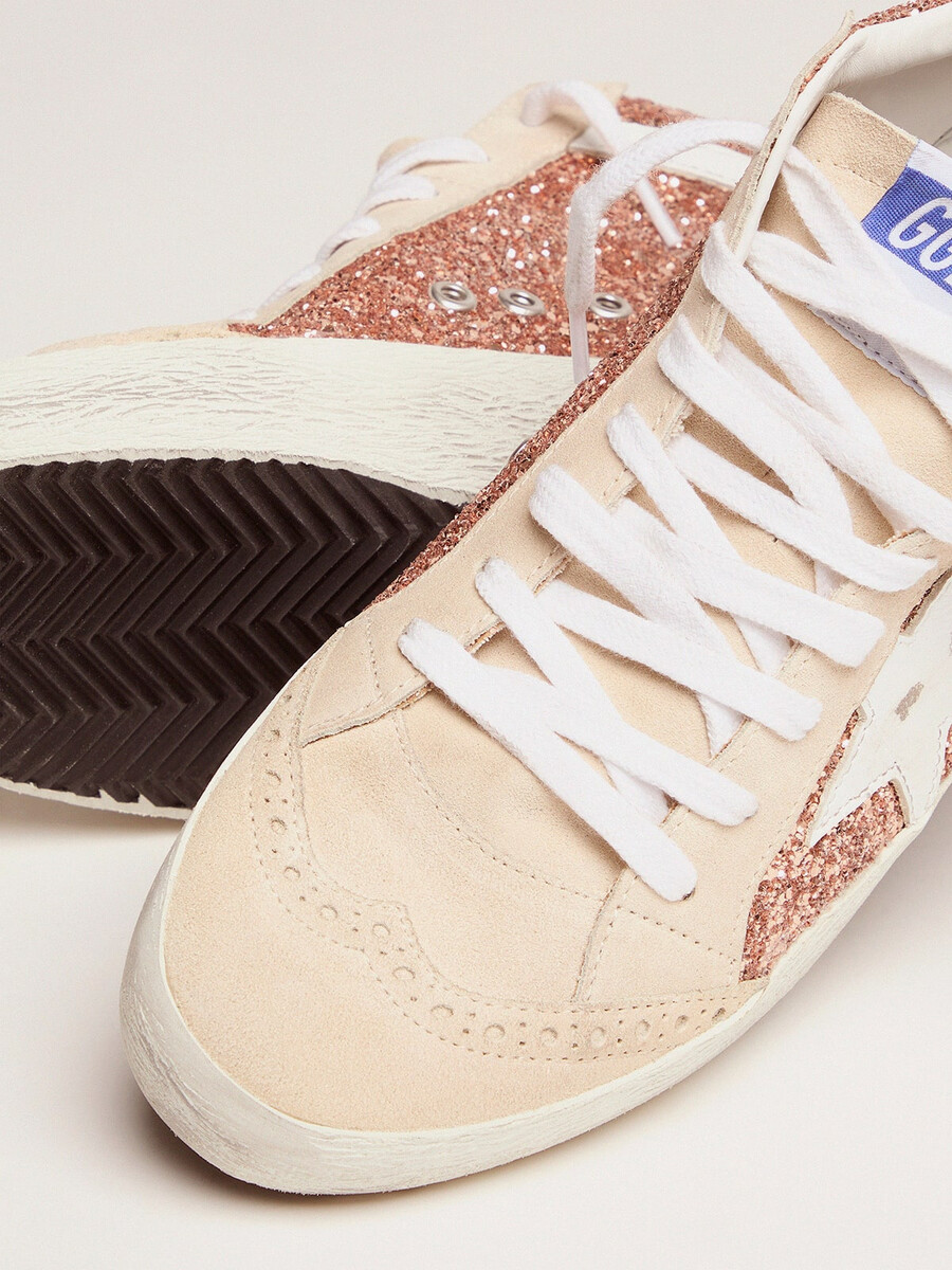 dames mid star met roze glitter