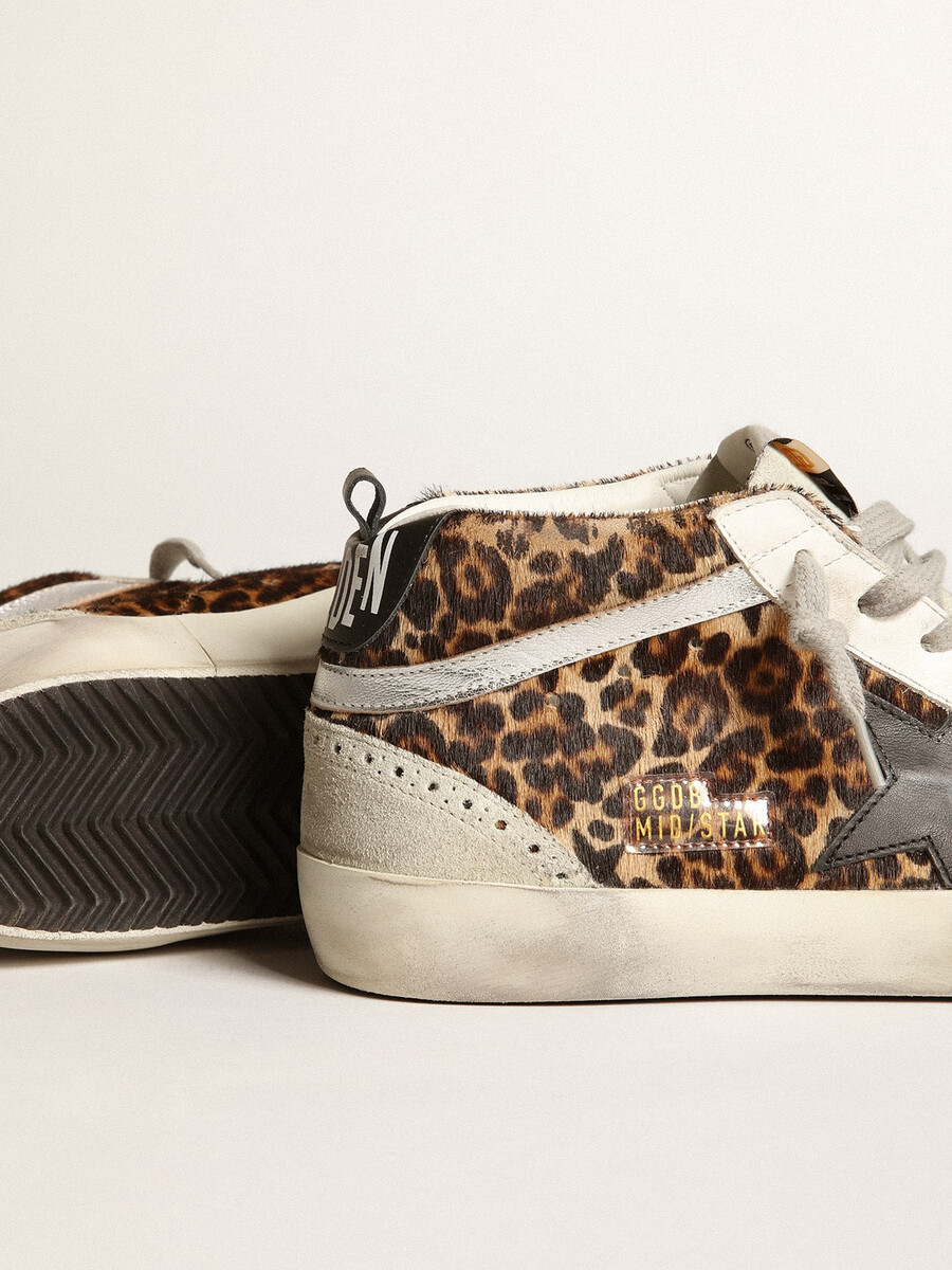 dames mid star in luipaardprint ponyhuid met zwarte ster