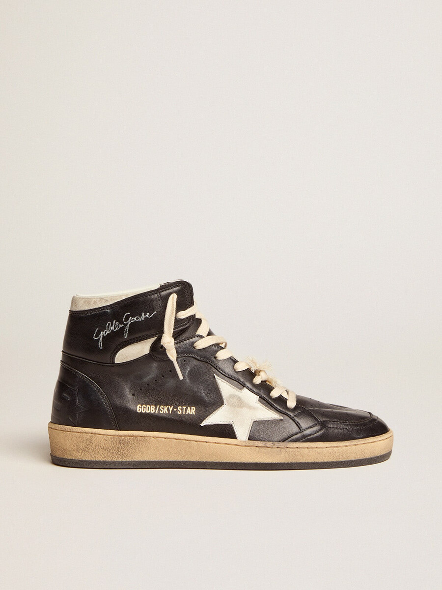 dames sky-star in zwart nappaleer met witte ster