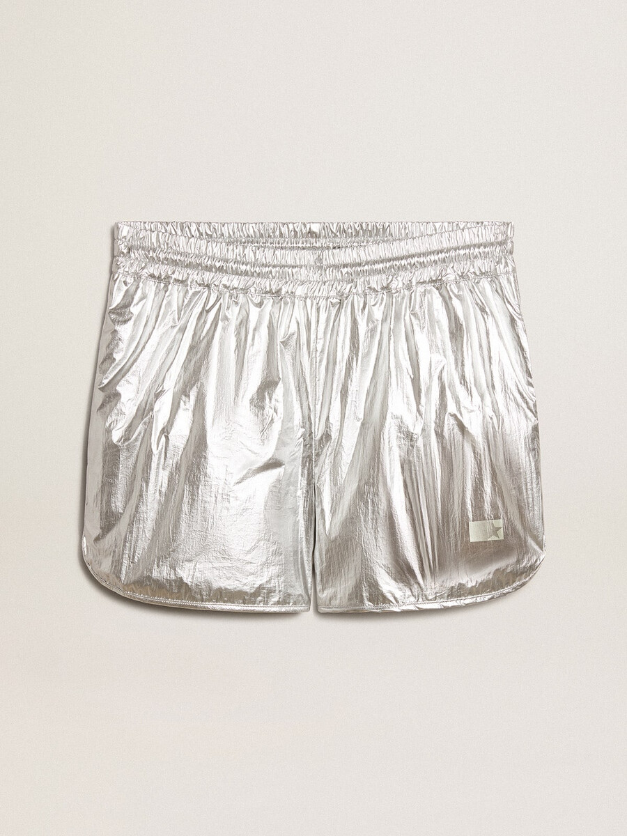 hardloopshorts voor heren van zilverkleurige stof