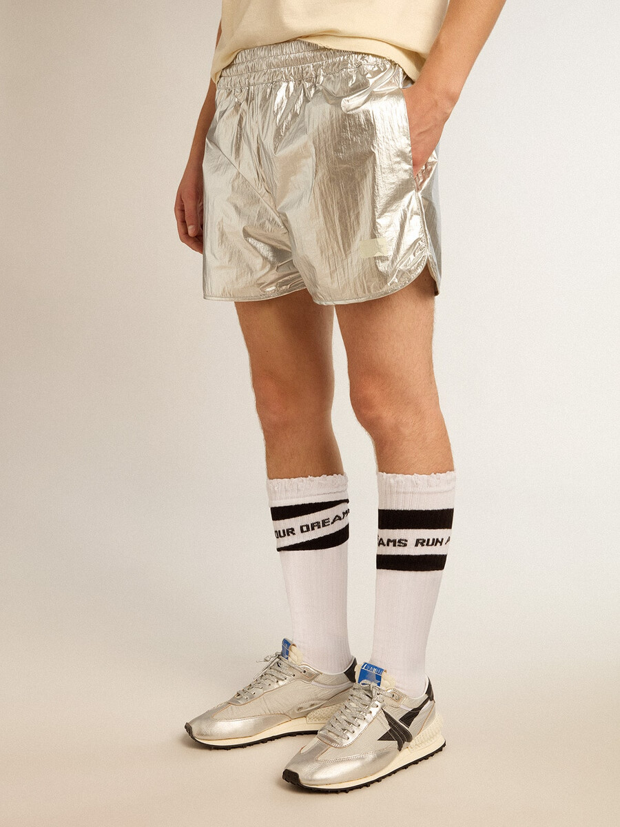 hardloopshorts voor heren van zilverkleurige stof