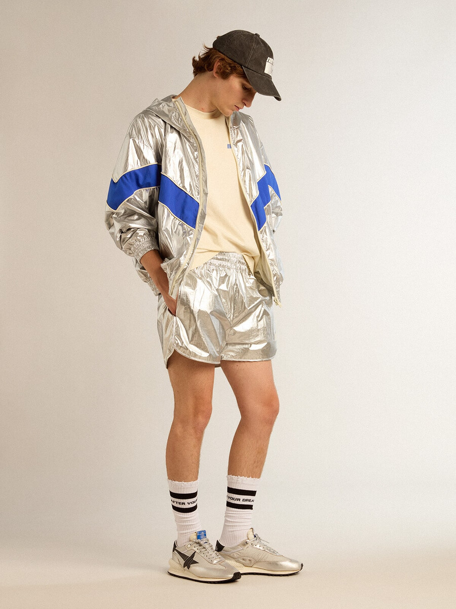 hardloopshorts voor heren van zilverkleurige stof