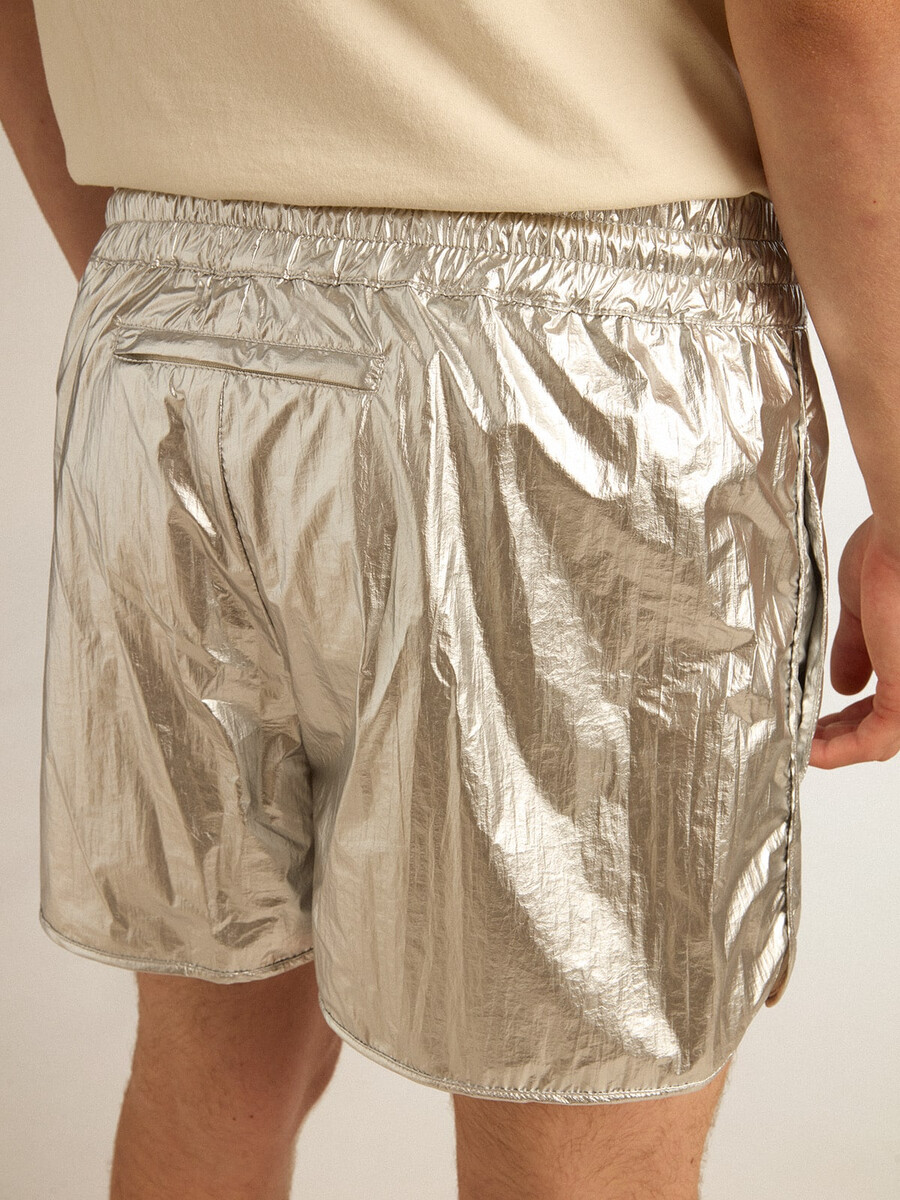 hardloopshorts voor heren van zilverkleurige stof