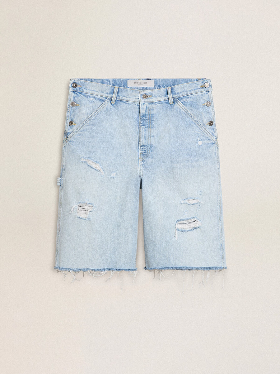 heren denim bermudashorts met een gedragen look