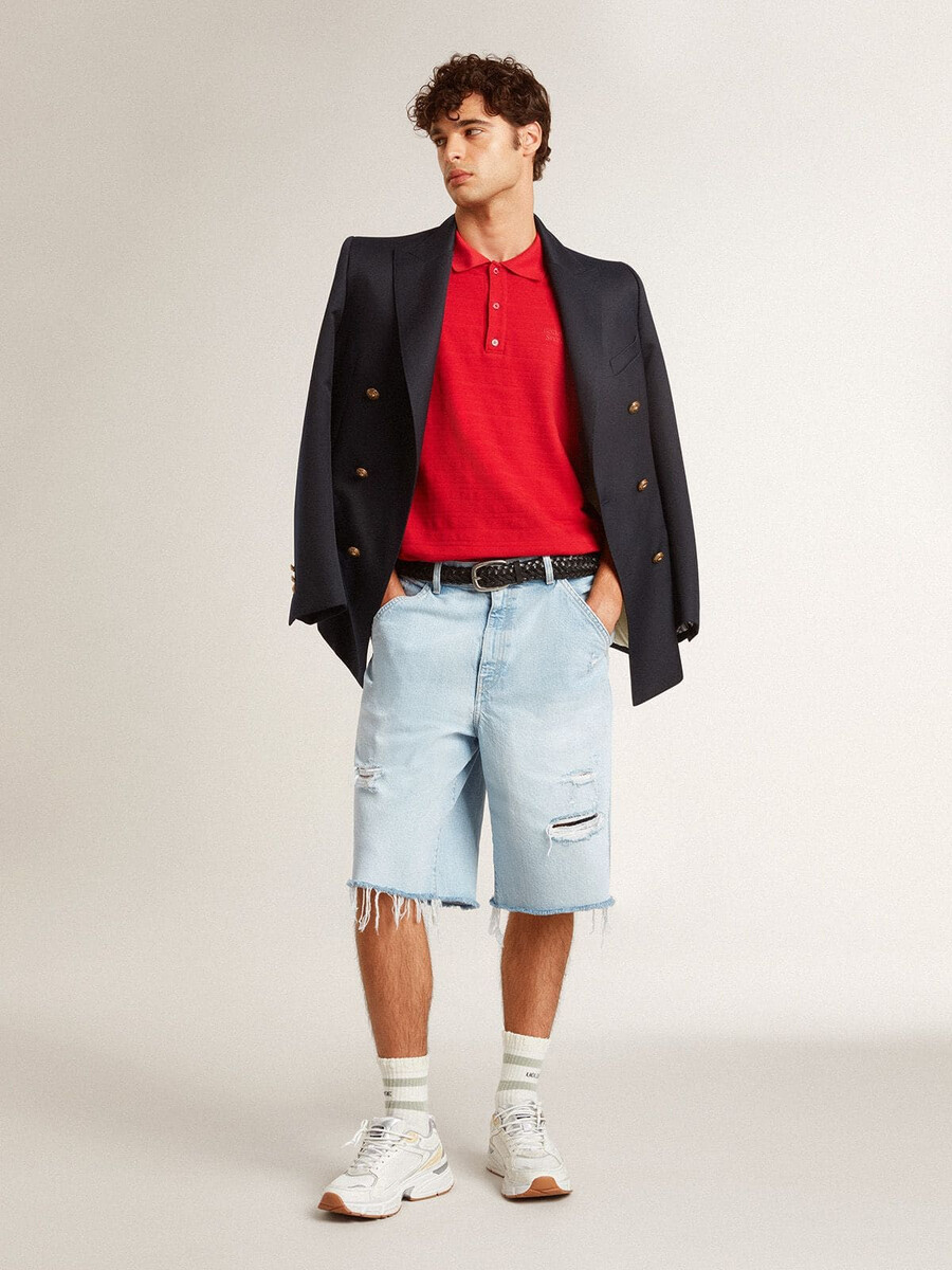 heren denim bermudashorts met een gedragen look