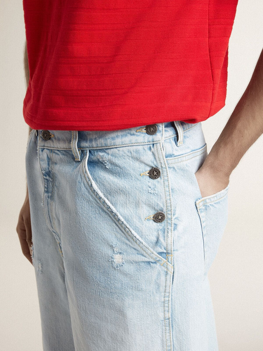heren denim bermudashorts met een gedragen look